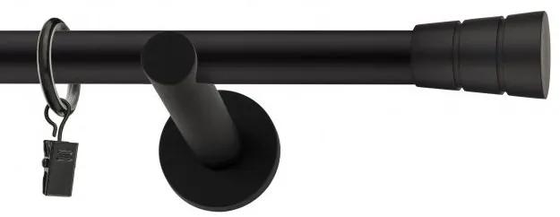Dekorstudio Garniža jednoradová BASIC čierna matná 19mm Dĺžka: 160cm, Typ uchytenia: Držiak modern, Typ príslušenstva: Krúžky tiché so štipcami