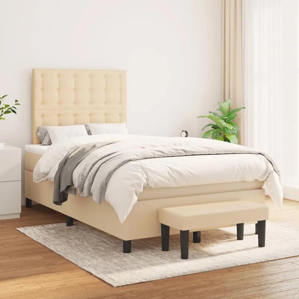 Boxspring posteľ s matracom krémový 120x200 cm látka 3136906
