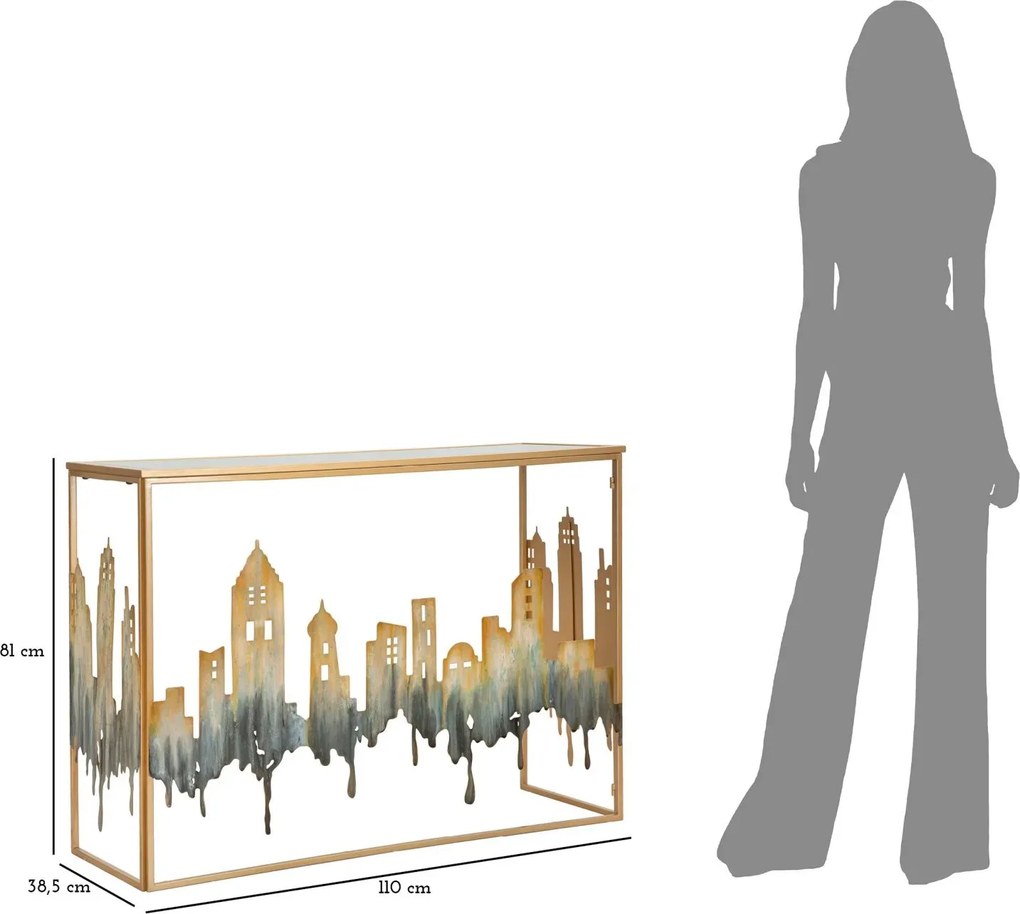Konzolový stolík City 110 cm zlatý/viacfarebný