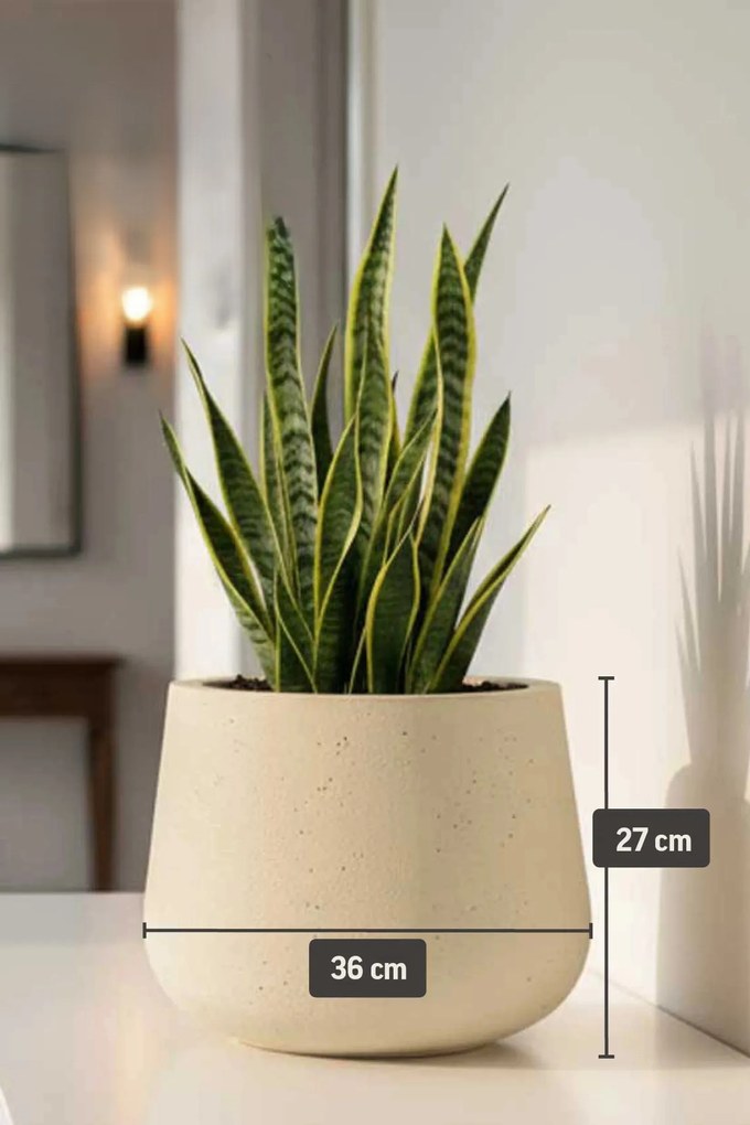 Kvetináč GIRAR, sklolaminát, výška 27 cm, béžová