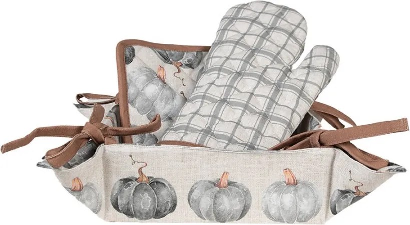 Bavlnený košík na pečivo s tekvicami Country Style Pumpkin - 35*35*8 cm