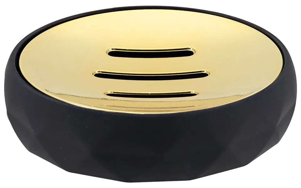 Miska na mydlo Lorantos, čierna/so zlatými prvkami