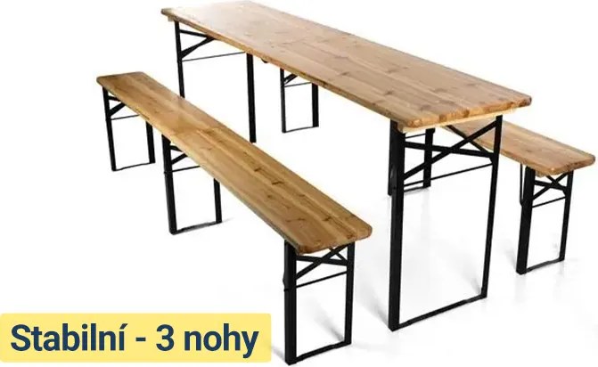 Hawaj Skladacie pivný set 220 x 50 x 25 cm | 3 nohy na lavici