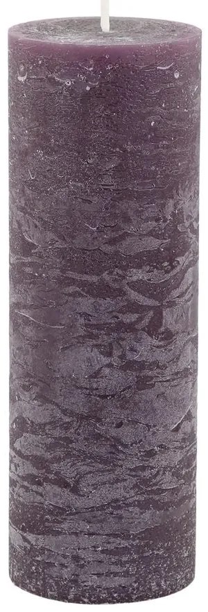 Fialová široká sviečka Macon Rustic plum - Ø 7*20cm/ 80h