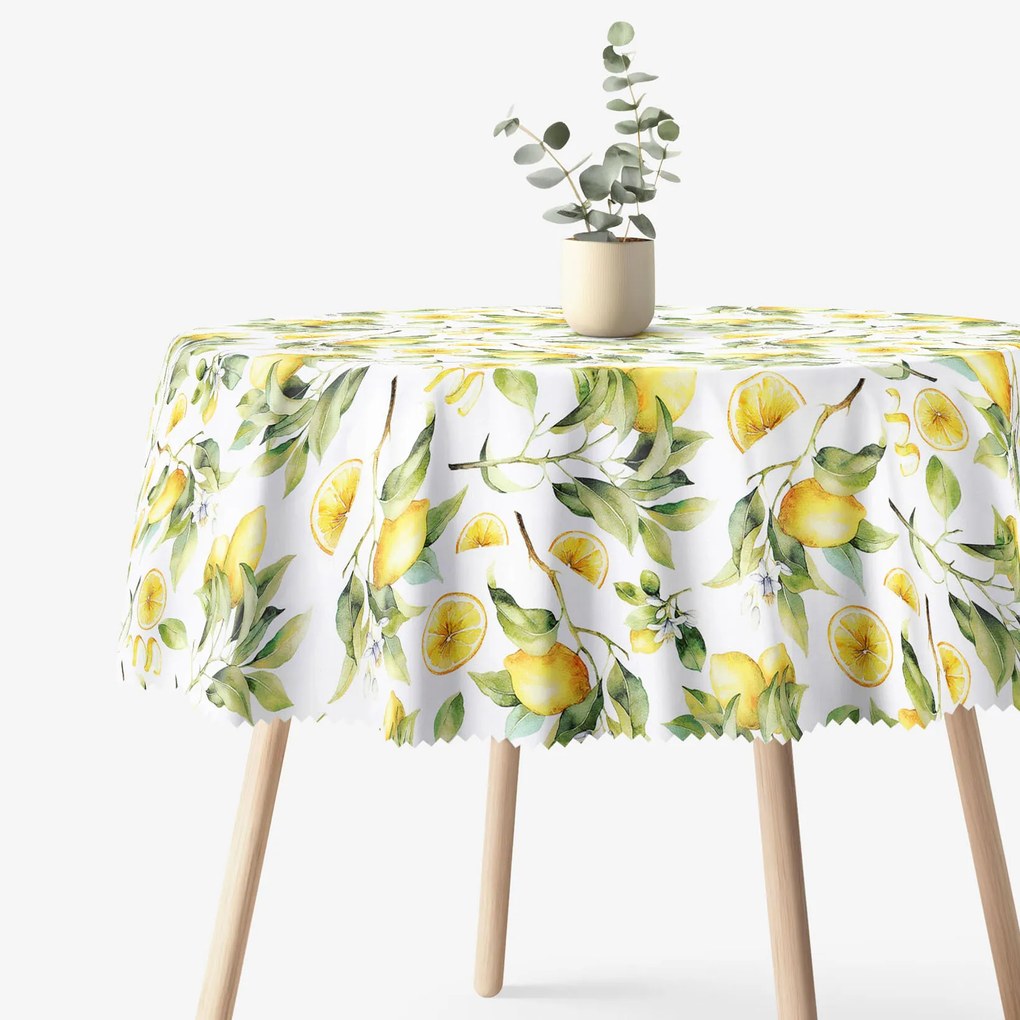 Goldea okrúhly teflónový obrus - citróny Ø 140 cm