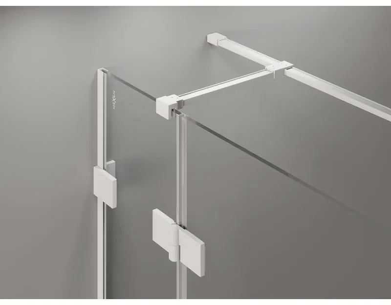 Mexen Lunar T, sklápací sprchový kút ľavý 110 x 90 cm, 8mm číre sklo, biely profil, 834T-110-090-20-00-L