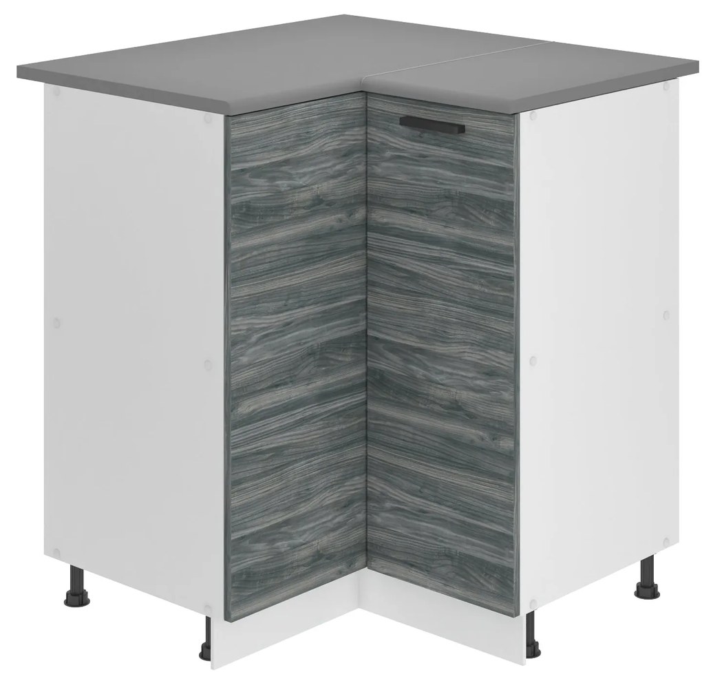 Kuchynská skrinka Belini Premium Full Version spodná rohová 90 cm šedý antracit Glamour Wood s pracovnou doskou