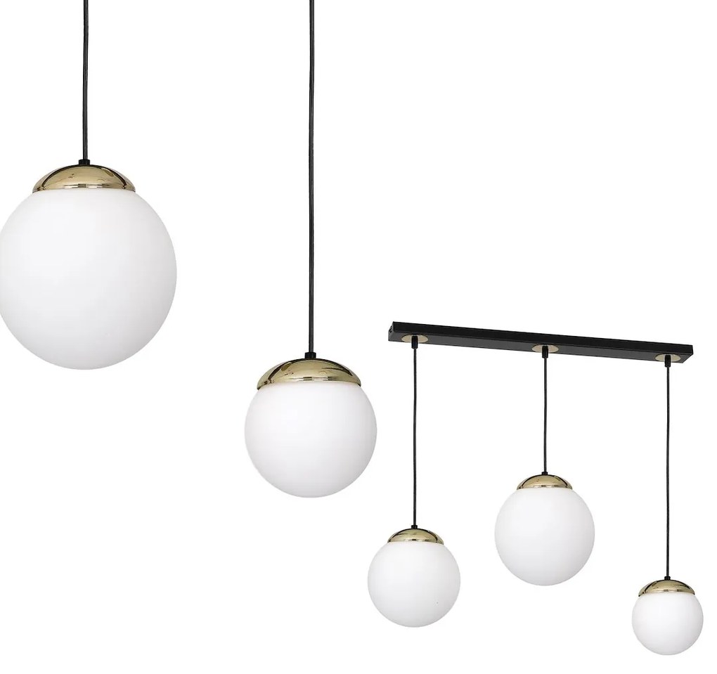 Závesné svietidlo Sparta, 3x biele sklenené tienidlo, b/g