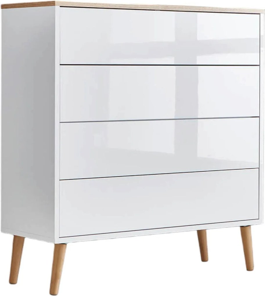 XXXLutz KOMODA, biela, farba duba, biela s vysokým leskom, 79/86/33 cm MID.YOU - Komody - 001067000302