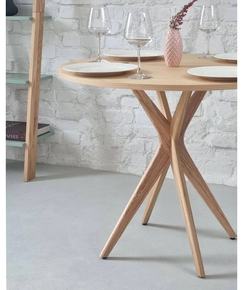 Okrúhly rozkladací jedálenský stôl s doskou v dekore jaseňového dreva 45x90 cm Jubi – Ragaba
