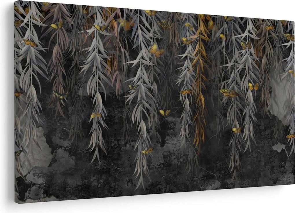 Obraz - Vŕbové vetvičky v čiernom pozadí (90x60 cm)
