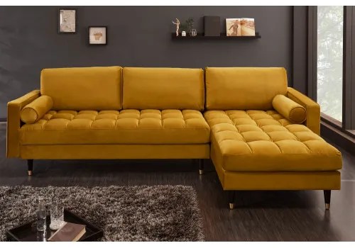 Rohová sedacia súprava 40277 Cozy - Zamat Žltá  - Komfort-nábytok