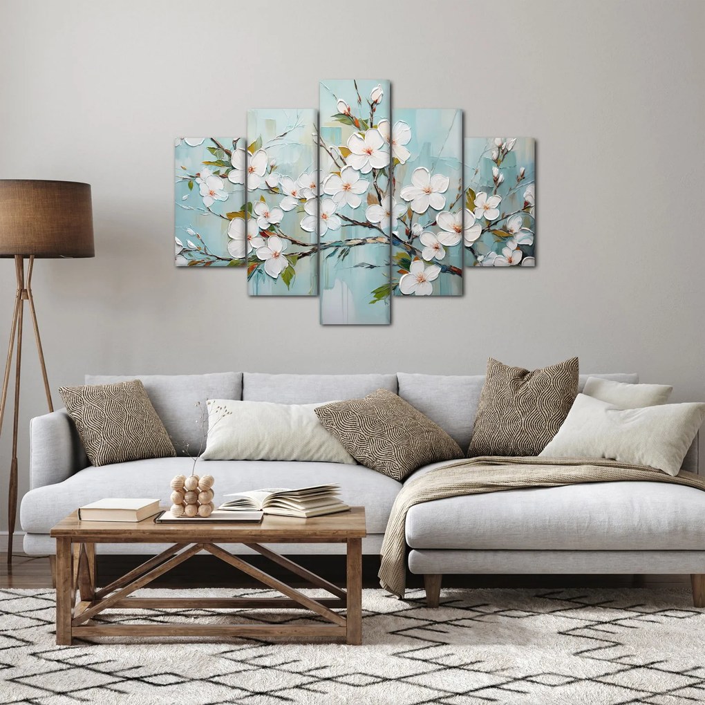 Obraz - Maľba, kvitnúce vetvy stromu (150x105 cm)