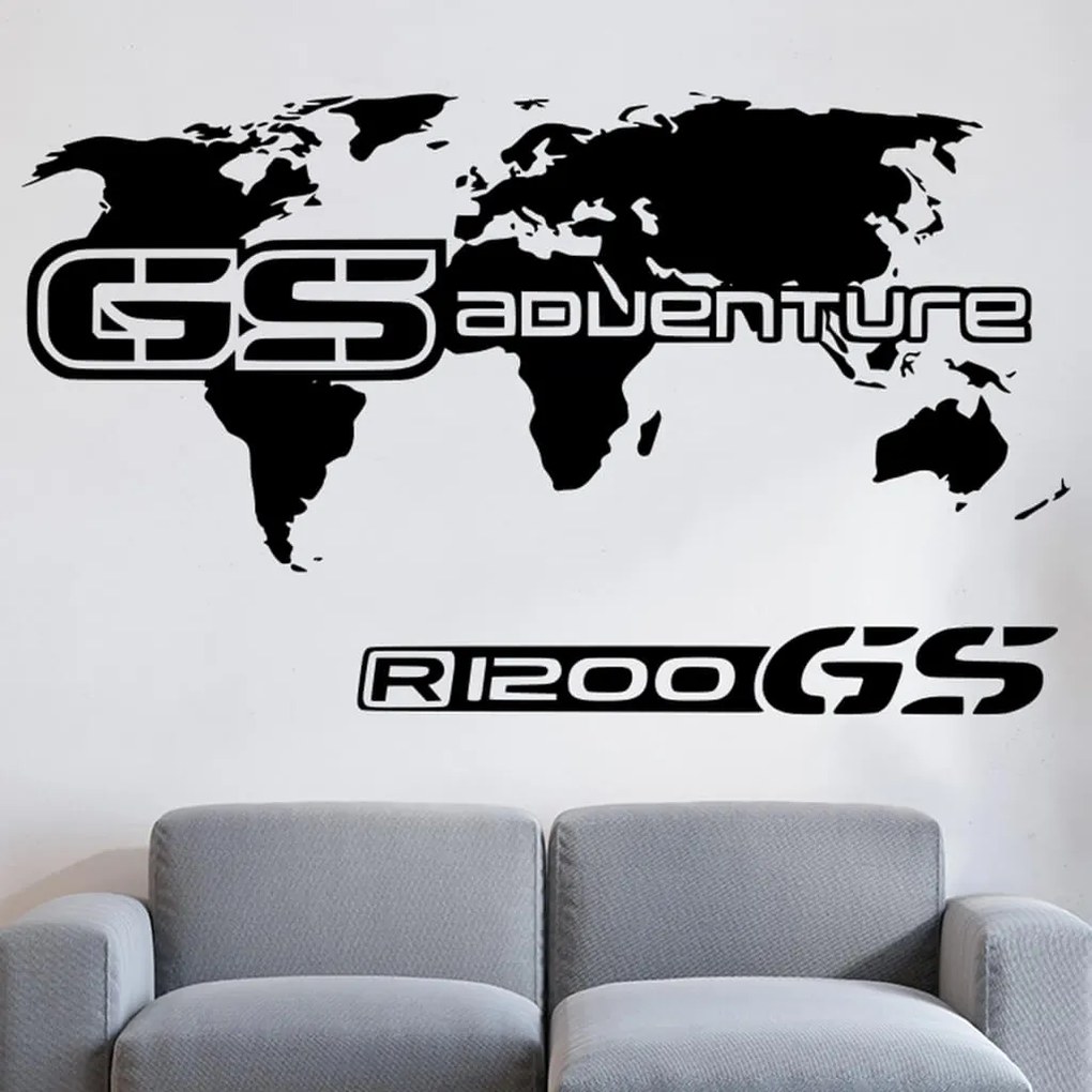 Veselá Stena Samolepka GS Adventure Mapa Farba: hnědá, Veľkosť: 60 x 35 cm