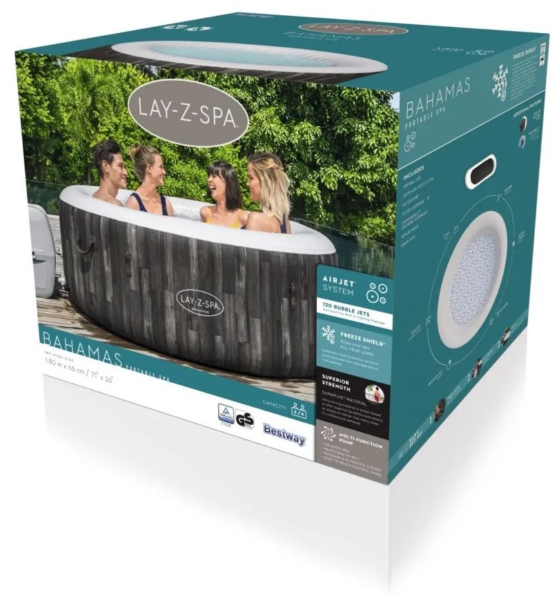 Bestway Lay-Z-Spa Bahamy Jacuzzi vírivka 180cm x 66cm 60005