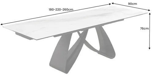 Rozkladací jedálenský stôl Infinity 45180 180/220/260 x 90cm White Ceramik - Komfort-nábytok