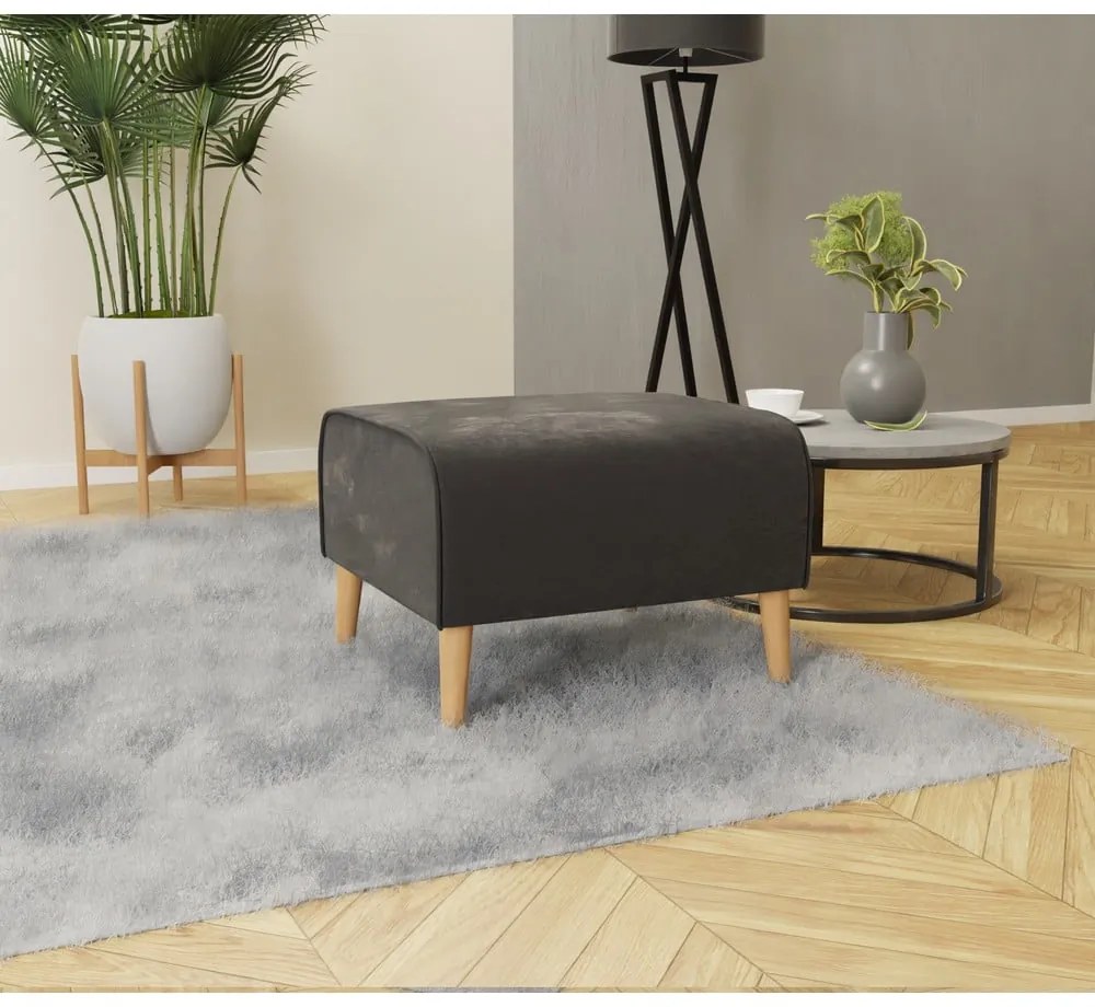 Tmavosivá zamatová podnožka Carole – Ropez