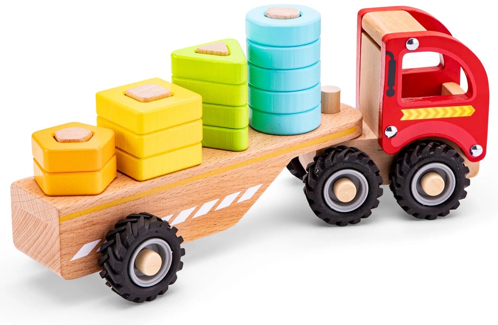 Drevený triediaci a stohovací kamión