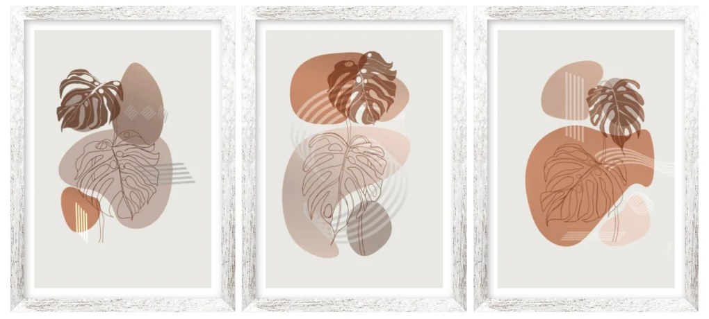 Gario Sada plagátov Jesenná monstera - 3 dielna Farba rámu: Bez rámu, Rozmery: 99 x 45 cm