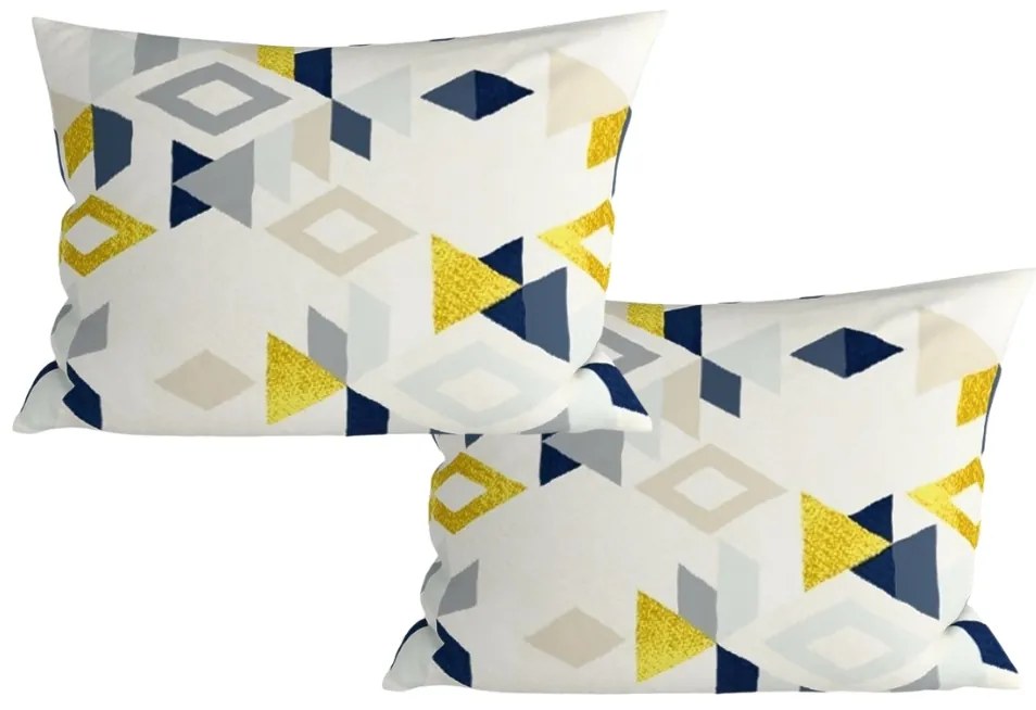 Sada 2 ks dekoračných obliečok na vankúš z mikrovlákna GEOMETRICA 50x70 cm, farebná