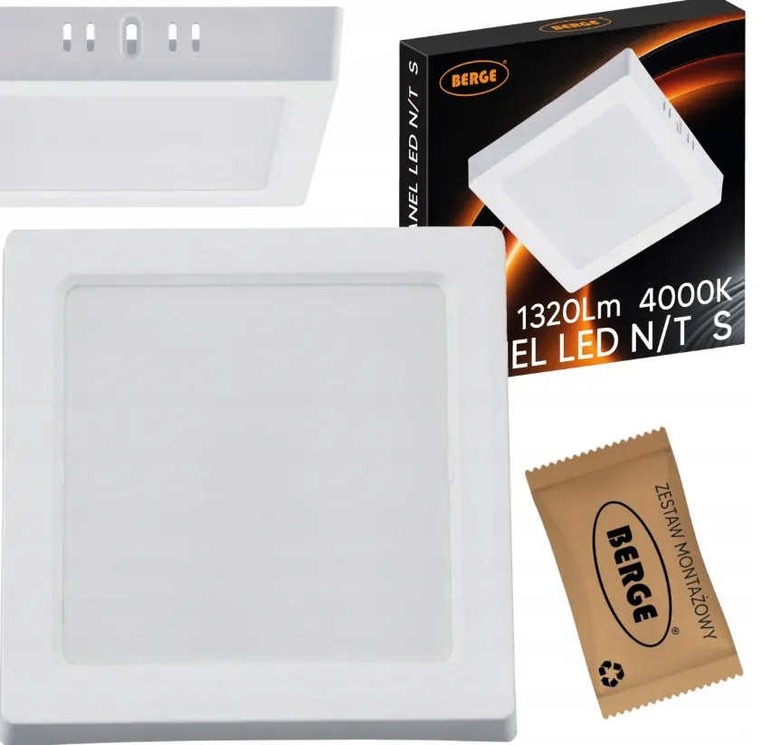BERGE Prisadený štvorcový LED panel 12W - 1320lm - neutrálna farba