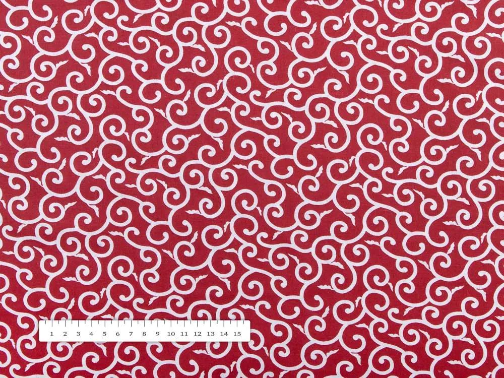 Biante Bavlnená obliečka na vankúš s lemom Sandra SA-259 Ornamenty na rubínovo červenom 30 x 50 cm