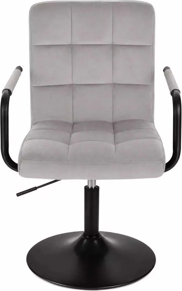 LuxuryForm DESIGN Otočná stolička VERONA BLACK VELUR na čiernom tanieri - svetlosivá
