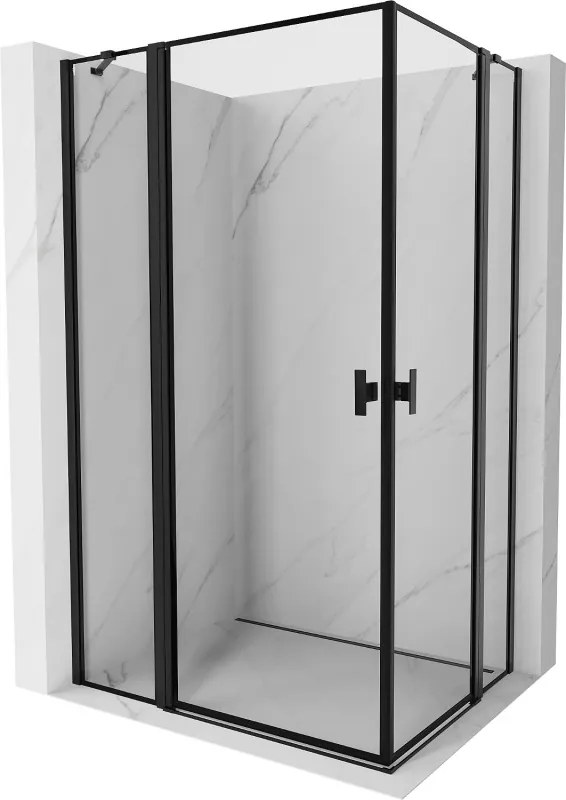 Mexen, Mexen Mist Duo výklopný sprchový kút 115 x 105 cm, čierny rám - 8A4-115L-105P-70-70