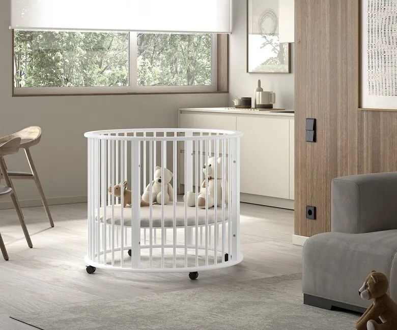 Okrúhla detská ohrádka DINO ø 90 cm – Biela