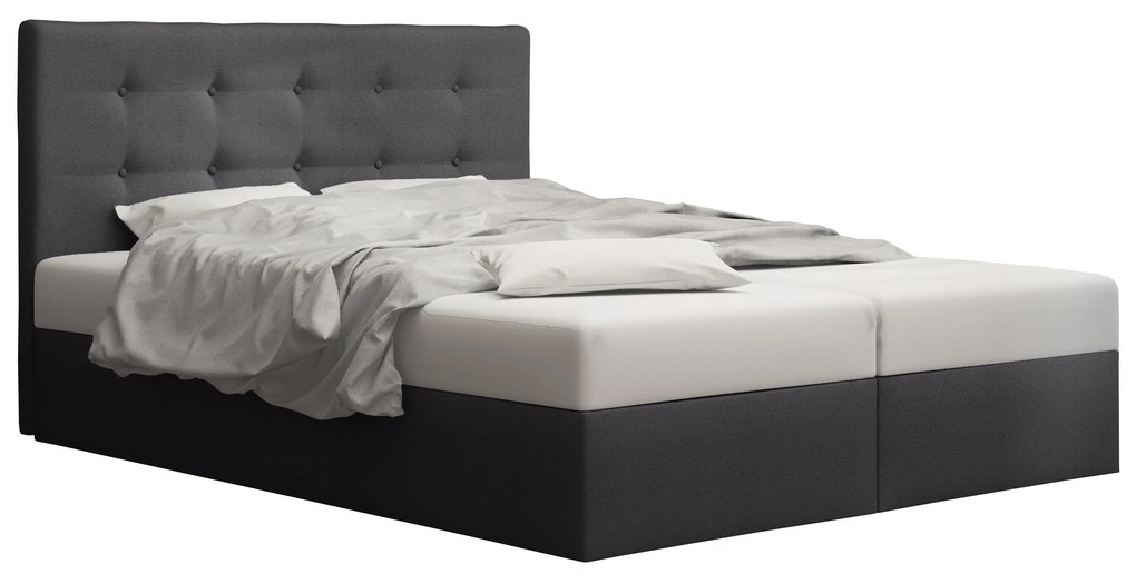 Manželská posteľ  Boxspring 160 cm Duel 1 (tmavosivá) (s matracom a úložným priestorom). Akcia -20%. Vlastná spoľahlivá doprava až k Vám domov. 1046432