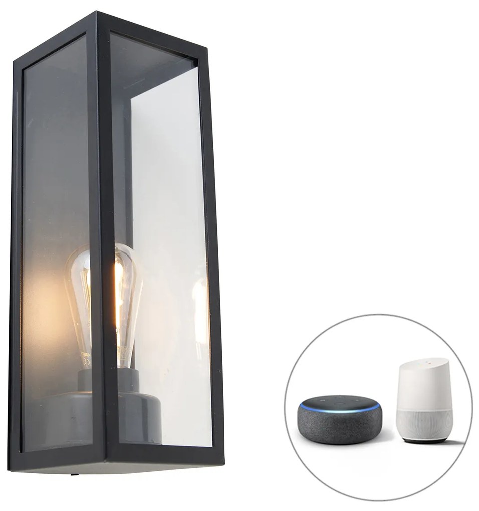 Inteligentná vonkajšia nástenná lampa čierna so sklom vrátane WiFi ST64 - Rotterdam Long