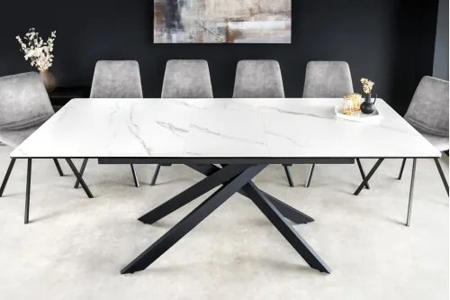 Rozkladací jedálenský stôl Alpine 43844 160/200x90cm Ceramik White marble  - Komfort-nábytok