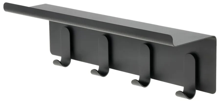 Čierny oceľový nástenný vešiak s poličkou 11,5 cm A-Hallway – Zone