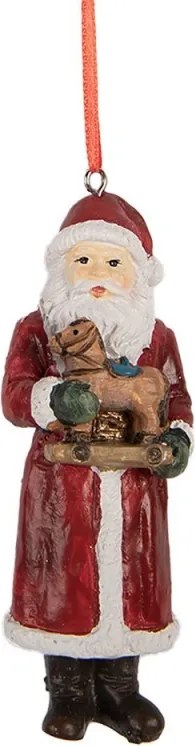 Vianočná závesná ozdoba Santa Claus s koníkom - 4*3*11 cm