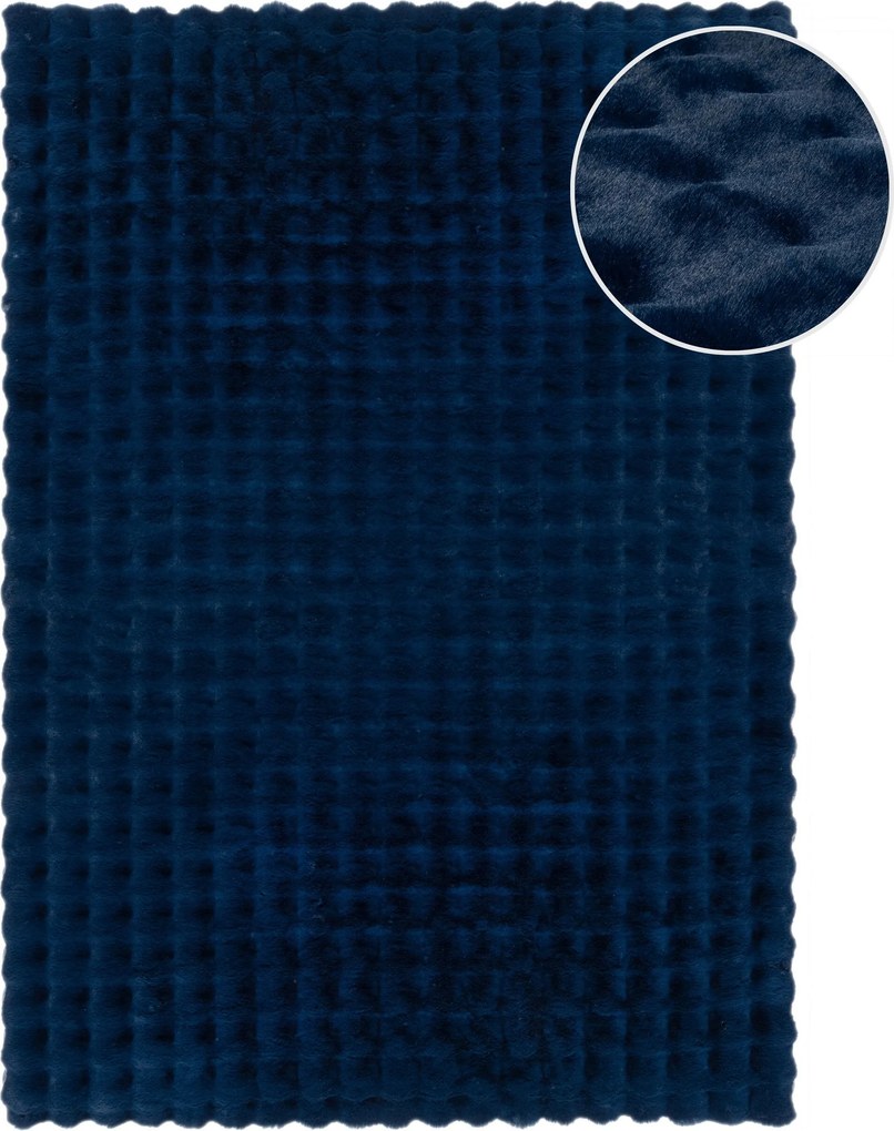 Flair Rugs, Kusový koberec Waffle Faux Fur Navy, 180x290, modrá, obývacia izba
