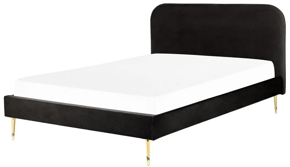 Zamatová posteľ 180 x 200 cm čierna FLAYAT Beliani