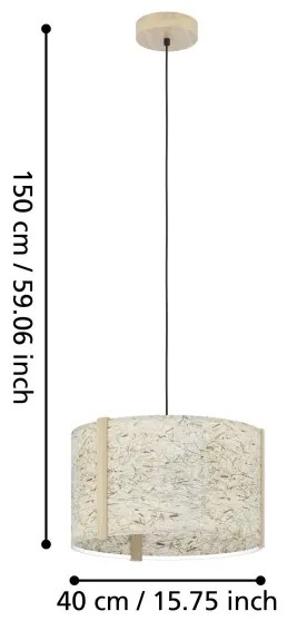 Eglo 390323 - Luster na lanku HONTONGAS 1xE27/25W/230V béžová