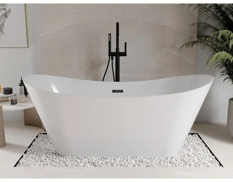 Mexen Celia, voľne stojaca vaňa 170 x 75 cm, biela, čierny matný prepad, 52331707500-70