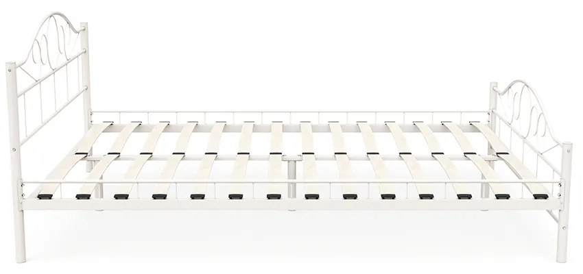 Kovový posteľový rám s lamelami v rôznych veľkostiach a farbách, 140x200 cm, Mimi, biely