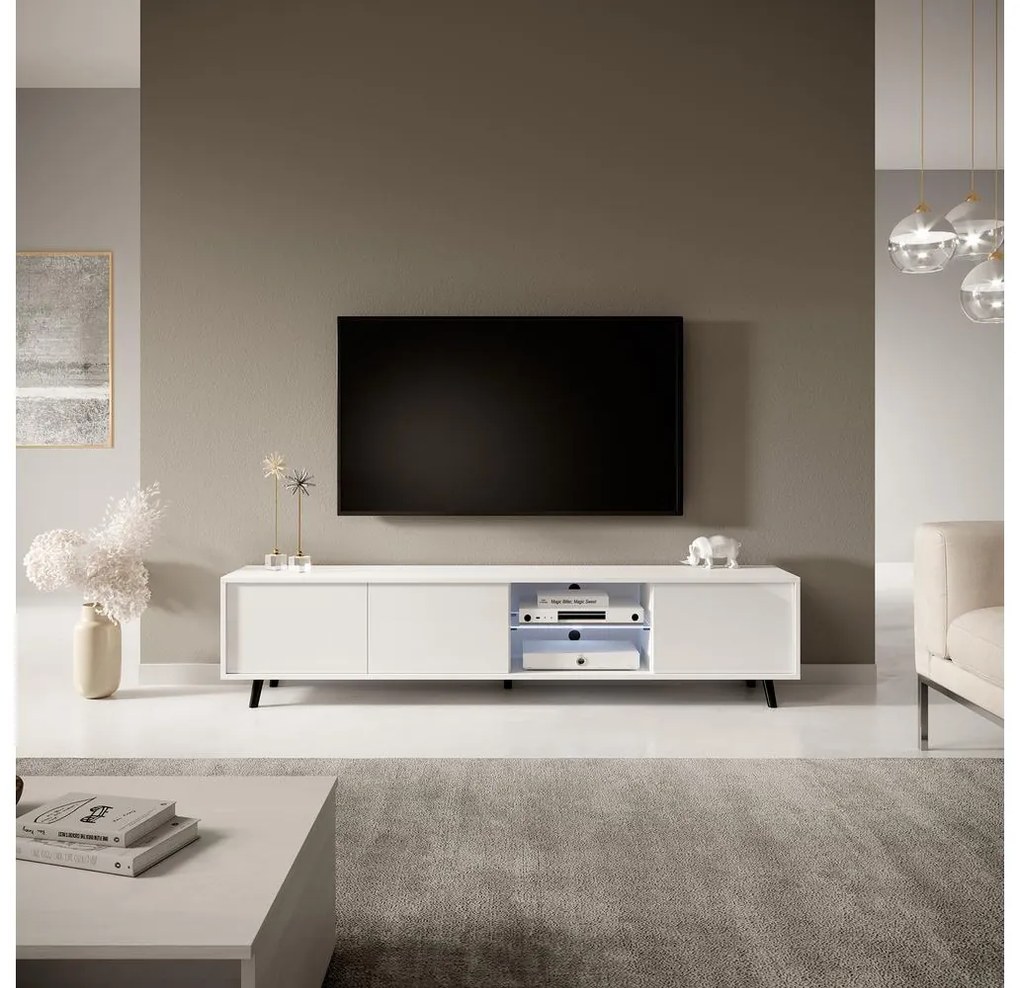 TV skrinka/stolík Gal (s osvetlením) (biela). Akcia -15%. Vlastná spoľahlivá doprava až k Vám domov. 1098631