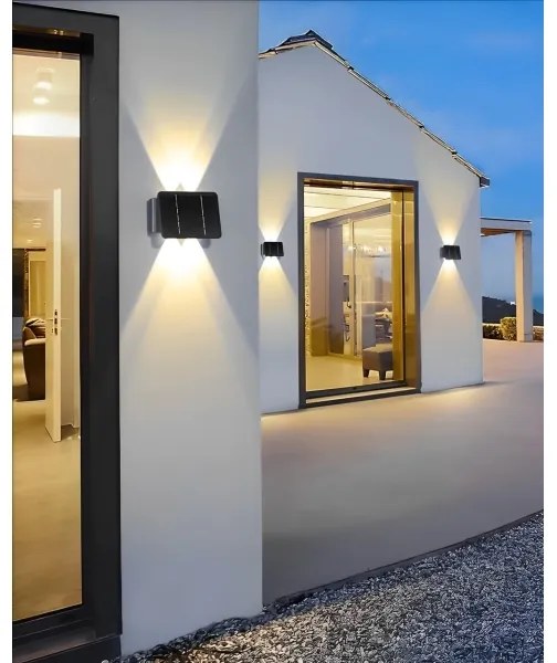 LED Solárne nástenné svietidlo 4xLED/1,5W/3,7V 1500 mAh IP54 čierna