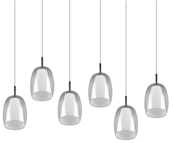 Závesné svietidlo v striebornej farbe so skleneným tienidlom Barret – Trio Select