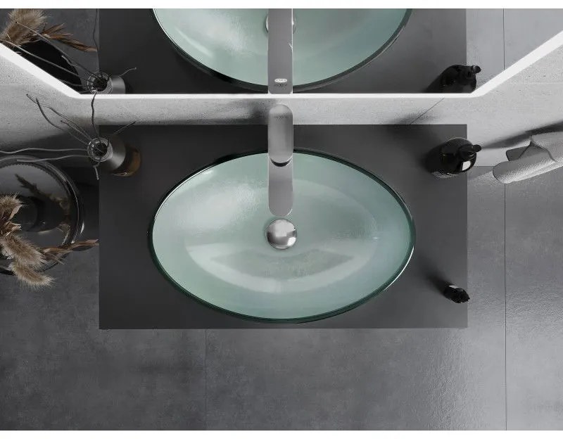 Mexen Sonia, sklenené umývadlo na dosku 54 x 37 x 17 cm, strieborná, 24145411