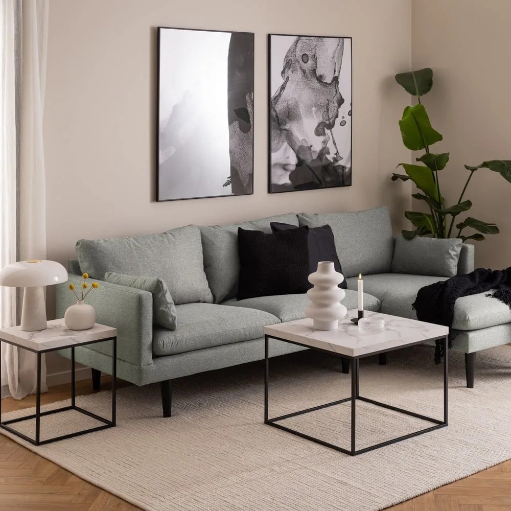 Biely konferenčný stolík s doskou v dekore mramoru 60x60 cm Barossa – Actona