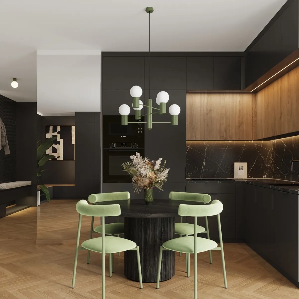 Luster Halo, 6x biele sklenené tienidlo, og