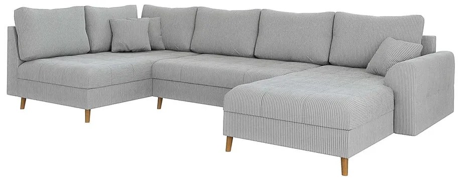 Svetlosivá menčestrová rohová pohovka (pravý roh/do "U") Ariella – Ropez