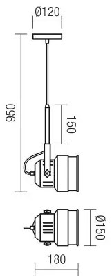 Redo 01-787 - Luster na lanku STUDIO 1xE27/42W/230V