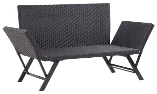 vidaXL Záhradná lavica s vankúšmi čierna 176 cm polyratanová-