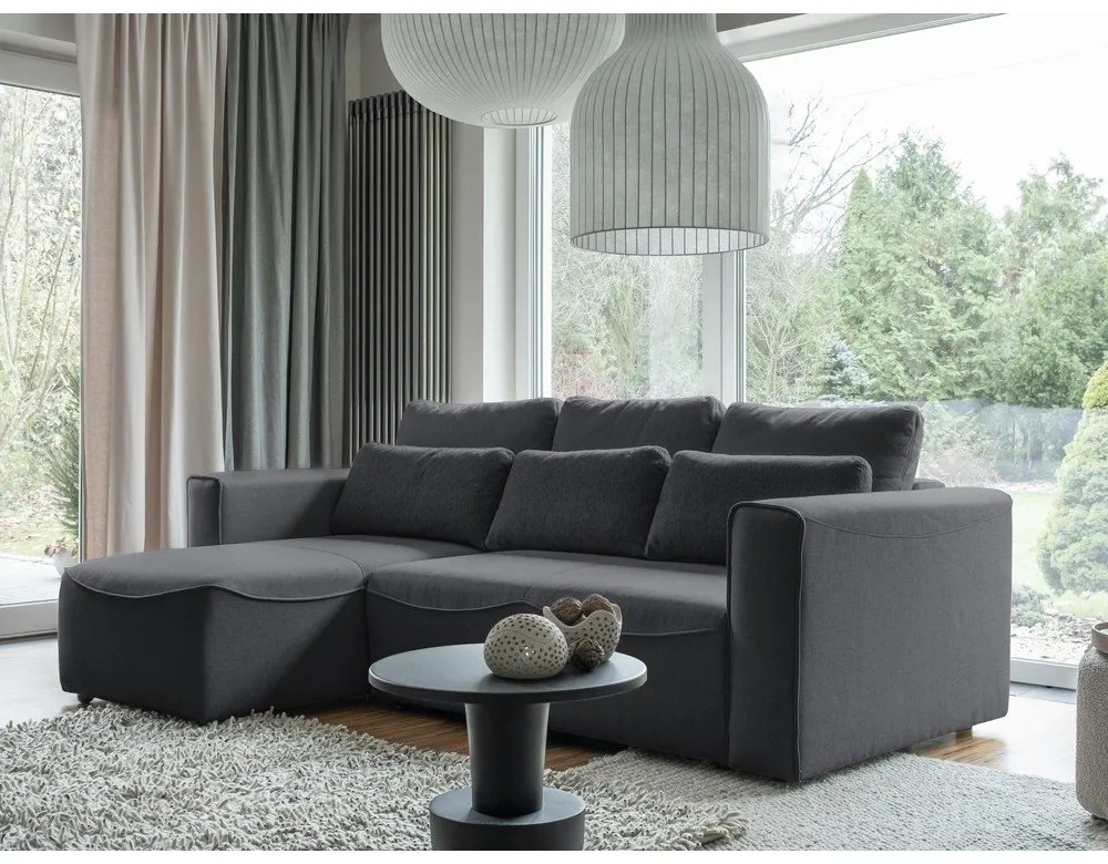 Tmavosivá rozkladacia rohová pohovka (variabilná) Homely Tommy – Miuform