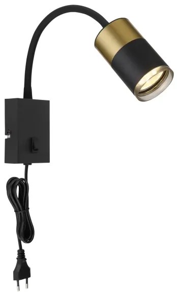 Globo 57850W - Nástenné bodové svietidlo BRISBON 1xGU10/25W/230V čierna/zlatá